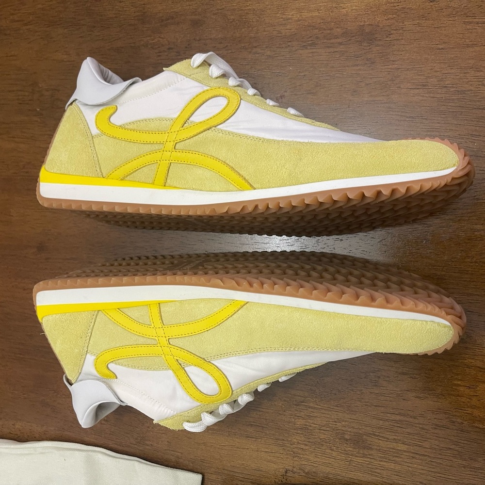 Loewe Yellow and White Suede Runner Sneakers - Picture 4 of 8